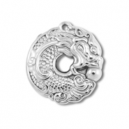 Colgantes Acero Inox dona con dragón Plateado