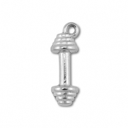 Colgantes Acero Inox mancuerna Plateado