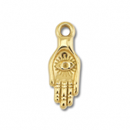 Colgantes Acero Inox mano con ojo Dorado