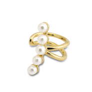 Pendientes ear cuff Acero Inox con imitación de perlas Dorado-blanco