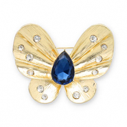 Broches mariposa Dorado-azul oscuro-transparente