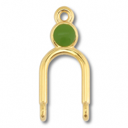 Colgantes met&aacute;licos DQ entrepieza Dorado (sin n&iacute;quel)-verde oliva