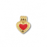 Colgantes met&aacute;licos DQ coraz&oacute;n Dorado (sin n&iacute;quel)-rojo