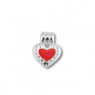 Colgantes metálicos DQ corazón Plateado vieja (sin níquel)-rojo