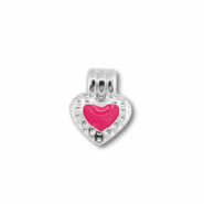 Colgantes metálicos DQ corazón Plateado vieja (sin níquel)-magenta