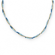 Cadenas Acero Inox abalorios faceteados Dorado-azul-azul oscuro