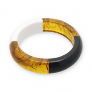 Pulseras bangle de resina Transparente marr&oacute;n &aacute;mbar-blanco