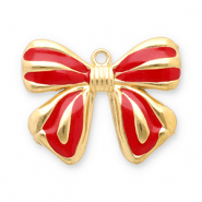Colgantes Acero Inox lazo Dorado-rojo