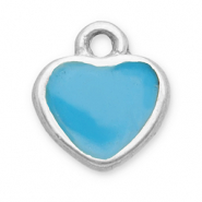 Colgantes Acero Inox coraz&oacute;n Plateado-azul