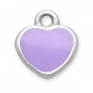 Colgantes Acero Inox coraz&oacute;n Plateado-lila