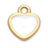 Colgantes Acero Inox coraz&oacute;n Dorado-blanco