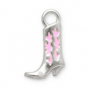 Colgantes Acero Inox bota vaquera Plateado-rosa