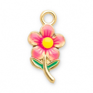 Colgantes Acero Inox flor Dorado-rosa claro-amarillo