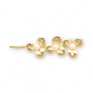 Accesorios para el pelo pasador para pelo flores con imitación de perlas Dorado-blanco
