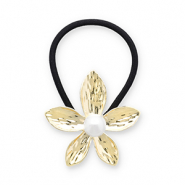 Accesorios para el pelo Coleteros para pelo con metálico flor con imitación de perla Dorado-negro-blanco