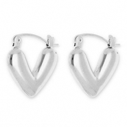 Pendientes Acero Inox criollas coraz&oacute;n Plateado