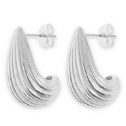 Pendientes Acero Inox gota Plateado