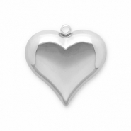 Colgantes Acero Inox coraz&oacute;n Plateado
