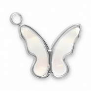 Colgantes Acero Inox concha mariposa Plateado-blanco