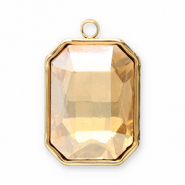 Colgantes Acero Inox faceteado rect&aacute;ngulo Dorado-champagne