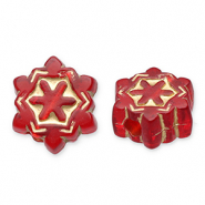 Abalorios acr&iacute;licos copo de nieve Rojo-dorado