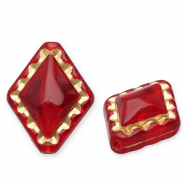 Abalorios acr&iacute;licos rombo Rojo-dorado