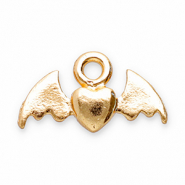 Colgantes met&aacute;licos coraz&oacute;n con ala Dorado