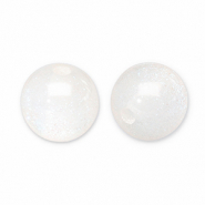 Abalorios acr&iacute;licos con glitter 12 mm Blanco-turquesa