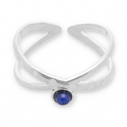 Anillos Acero Inox con piedra natural Plateado-azul oscuro