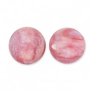 Abalorios acr&iacute;licos con glitter 12 mm Rosa-turquesa