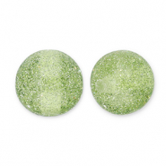 Abalorios acr&iacute;licos con glitter 12 mm Verde oliva-plateado