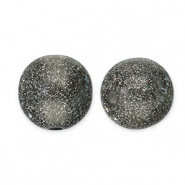 Abalorios acr&iacute;licos con glitter 12 mm Negro-plateado