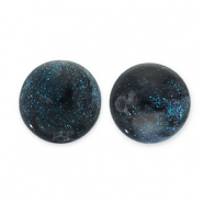 Abalorios acr&iacute;licos con glitter 12 mm Negro-turquesa