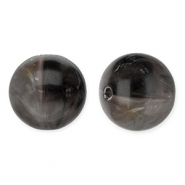 Abalorios acrílicos 12 mm redondos Gris oscuro-blanco