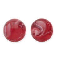 Abalorios acrílicos 12 mm redondos Rojo-blanco