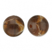 Abalorios acrílicos 12 mm redondos Marrón oscuro-blanco