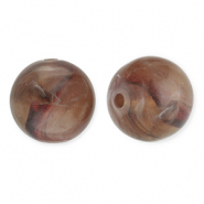 Abalorios acrílicos 12 mm redondos Marrón-blanco