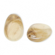 Abalorios acrílicos con forma de huevo Marrón beige-blanco