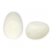 Abalorios acrílicos con forma de huevo Blancuzco-blanco