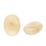 Abalorios acrílicos óvalo Marrón beige-blanco