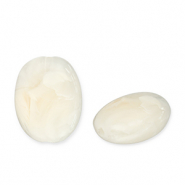 Abalorios acrílicos óvalo Blancuzco-blanco
