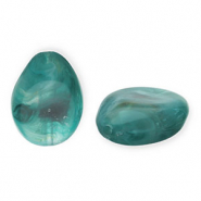 Abalorios acrílicos gota Verde teal-blanco