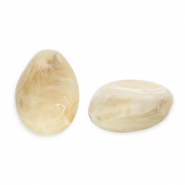 Abalorios acrílicos gota Marrón beige-blanco