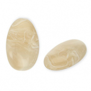 Abalorios acrílicos ovalado largo Marrón beige-blanco