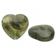 Abalorios acrílicos corazón Verde oliva