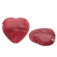 Abalorios acrílicos corazón Rojo-blanco