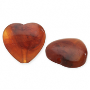 Abalorios acrílicos corazón Marrón naranja