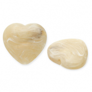Abalorios acrílicos corazón Marrón beige-blanco
