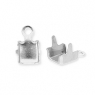 Fornituras acero inox terminal para cadena strass 2mm Plateado