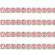 Cadena Strass Acero Inox 4mm Dorado-rosado